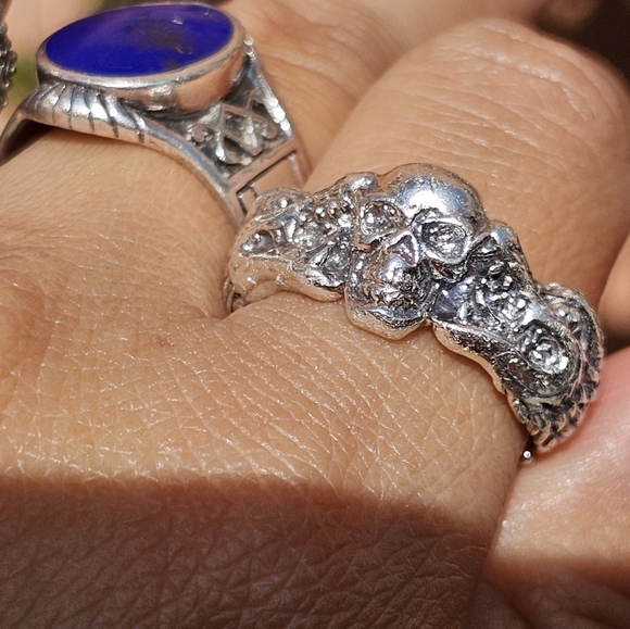 Sterling Skull and Dragon Ring - Picture 3 of 6